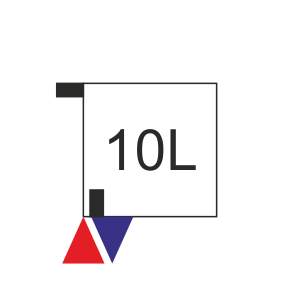 10L - Připojení spodní odsazené s termoventilem (přívod vlevo)